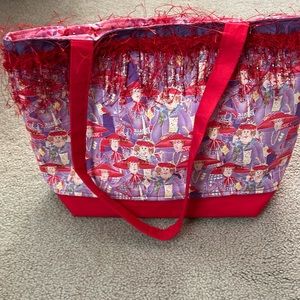 Perfect for Red Hat Society Purse with Red Fringe. Snap closure. 8 Pockets!